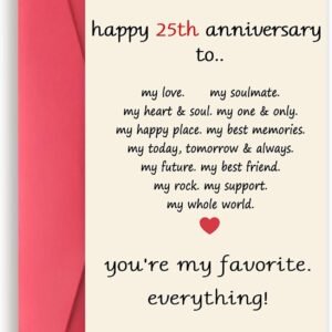 25 Year Anniversary Day Gifts for Him Her, Funny 25th Anniversary Cards for Couple Husband Wife, Sweet Twenty-five Wedding Aday Gifts Ideas Men Women