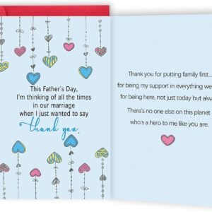 Father's Day Gifts for Husband, Sweet Fathers Day Cards from Wife, Perfect Ideas Gifts for Men or Him on Father's Day, Thank You Husband Card