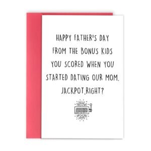 Funny Fathers Day Card for Step Dad, Bonus Dad Fathers Day Gift, Father's Day from Step Daughter Son